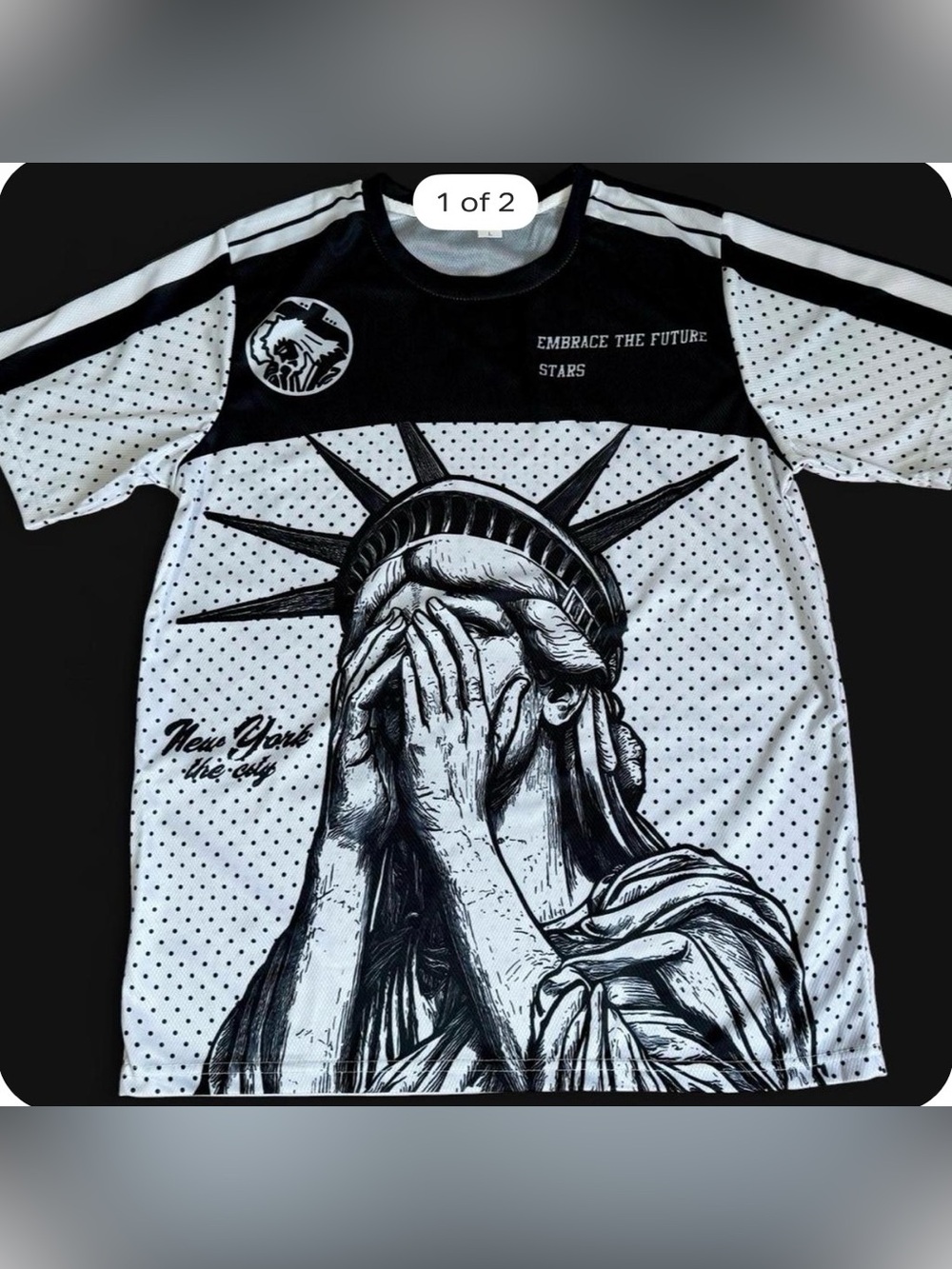 Men's Black & White Polka Dot Short Sleeve Jersey